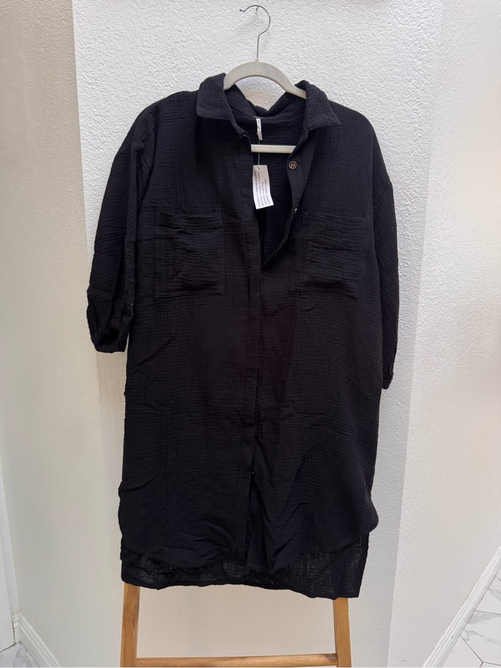 NWT Young Fabulous & Broke Black Button-Up Mini Shirt Dress 100% Cotton Size XS - Picture 3 of 9